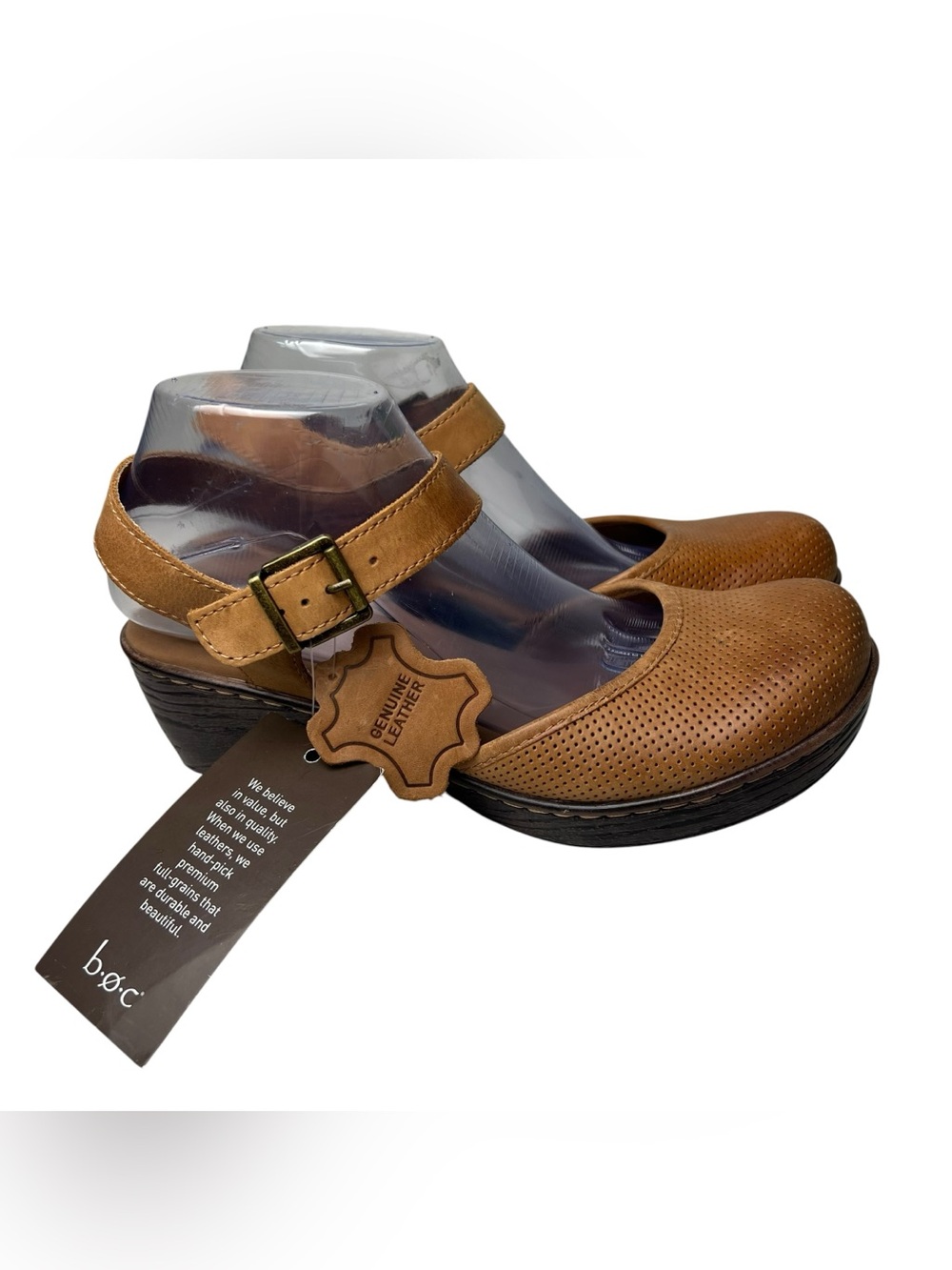 B.O.C Born Size 10 EUC Gia Chunky Heel Clog MaryJane Strappy Brown Tan Shoes